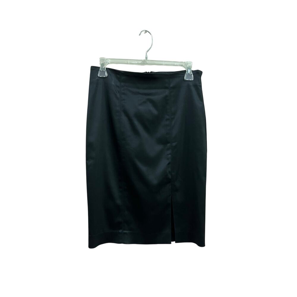 Y2K Bebe Black Satin Pencil Skirt Office Siren Stretch Mini Sz 6